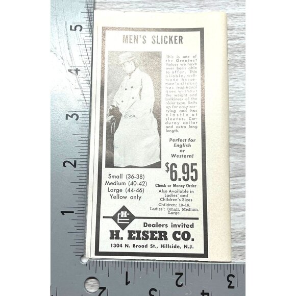 H Eiser Mens Fashion Vintage Print Ad 1960s Raincoat Slicker Western Ranch - Picture 2 of 6